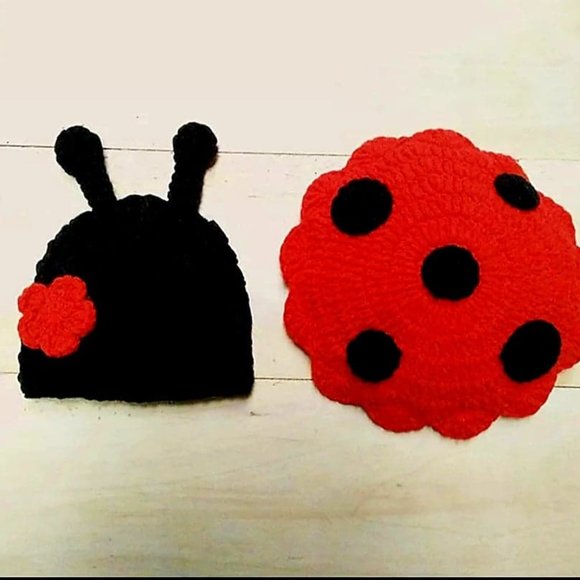 Newborn Photography Props Lady Bug Insect Design Knitted Accessories - Picture 8 of 8